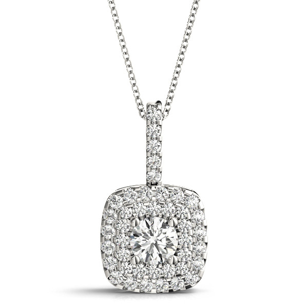 DOUBLE CUSHION HALO ROUND CENTER PENDANT