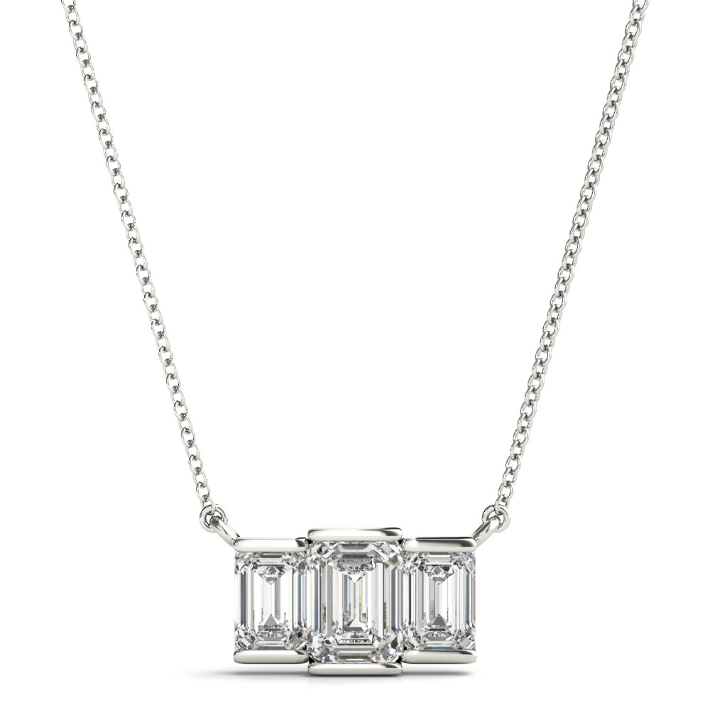 3 STONE EMERALD CUT PENDANT