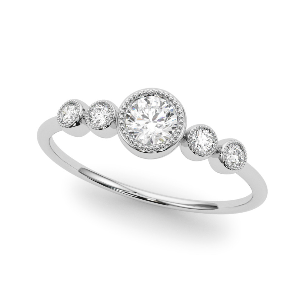 LAB GROWN DIAMOND 5 STONE FASHION RING WITH ROUND CENTER