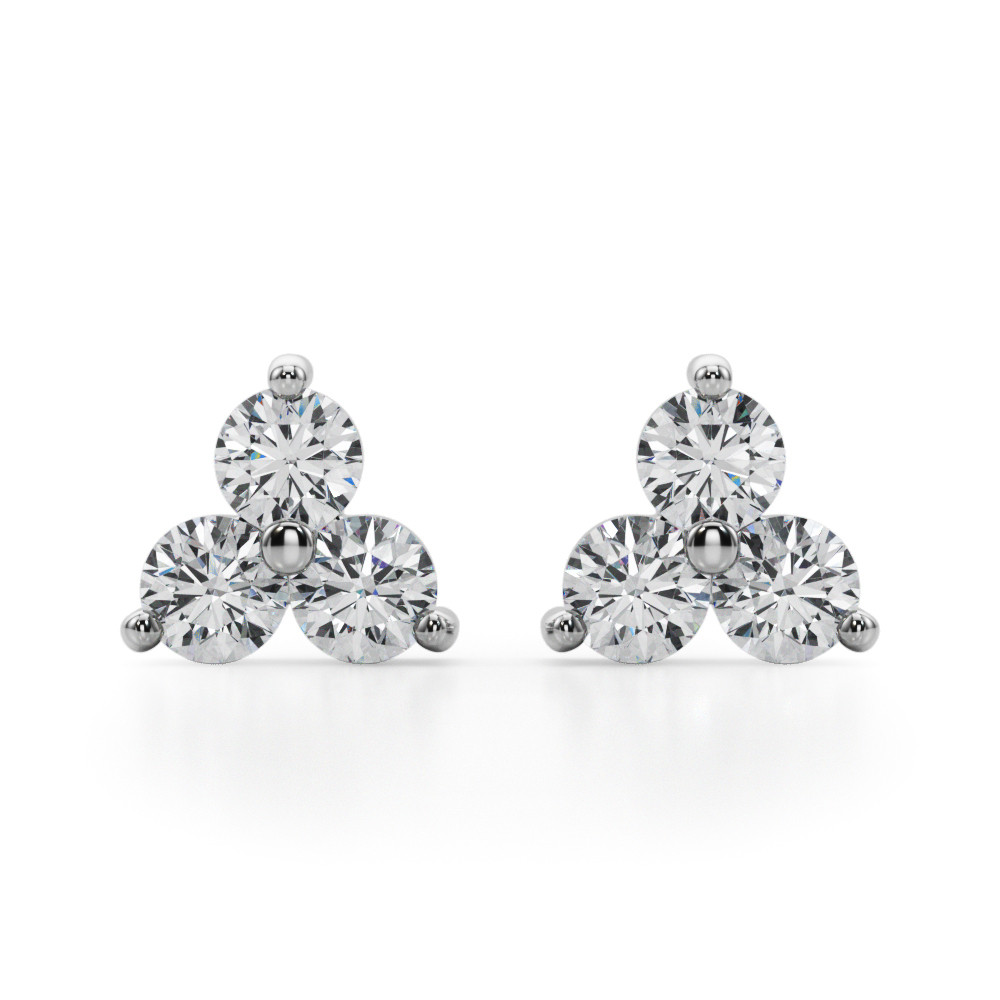 LAB GROWN DIAMOND 3 STONE EARRINGS