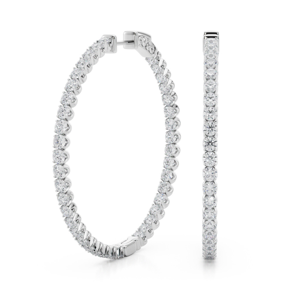 LAB GROWN DIAMOND 1.6 INCH 4 PRONG ROUND HOOP