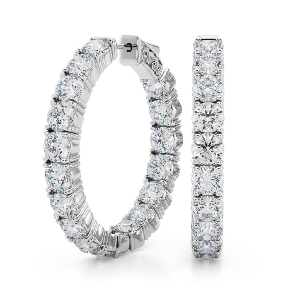 LAB GROWN DIAMOND 1.2 INCH 4 PRONG ROUND HOOP