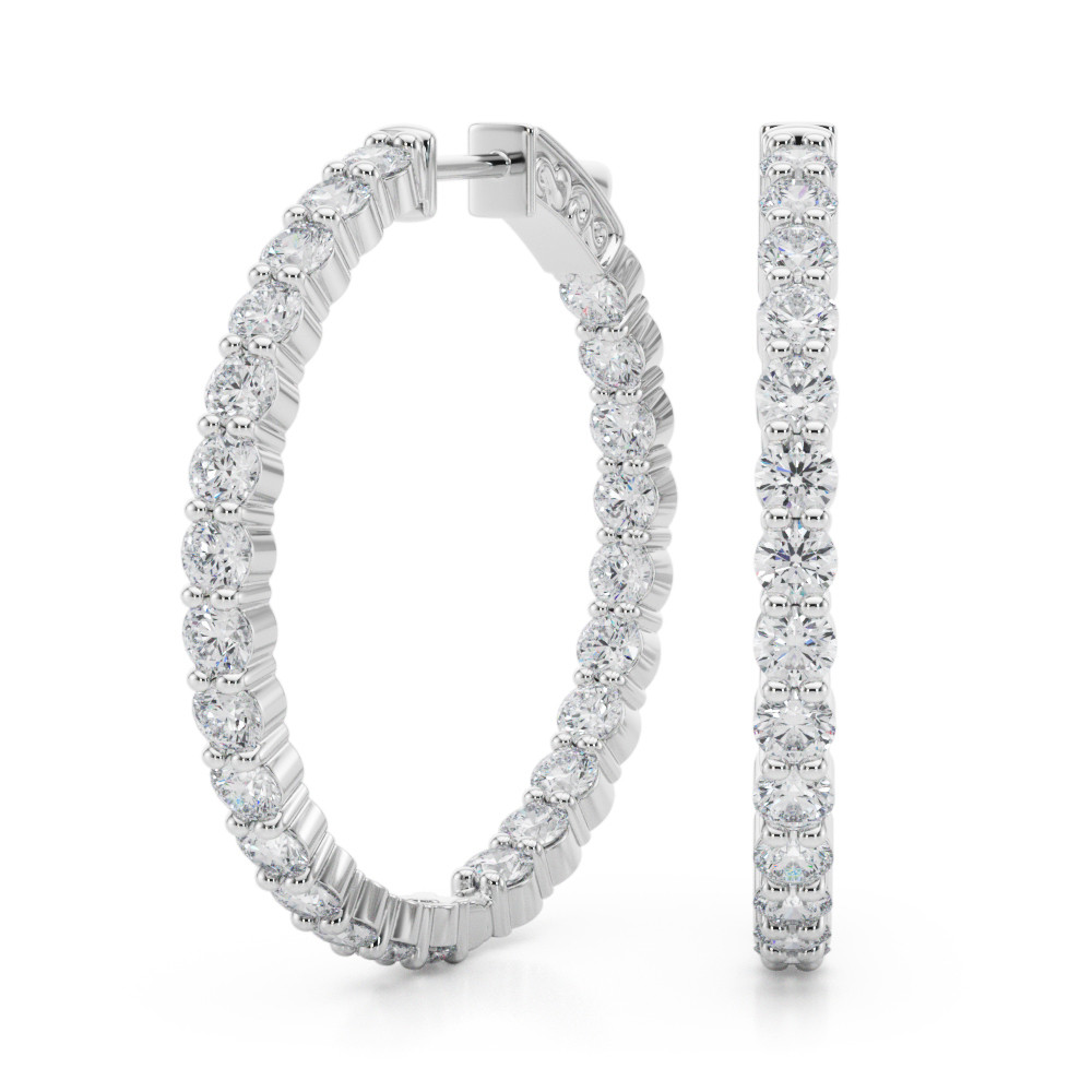 LAB GROWN DIAMOND 1.4 INCH 2 PRONG ROUND HOOP