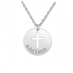 14K W 16mm Dia Accent Disc Religious